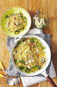 Cannellini bean spaghettini with goat s cheese