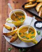 Carrot soup with dukkah bread