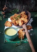 Porccini mushroom beignets with a mountain cheese sauce