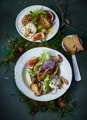 Porccini mushroom salad with walnuts, figs and goat's cheese