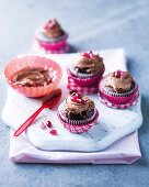 Chocolate cupcakes with marshmallows for Easter