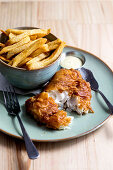 Baked fish with chips