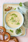 Beer and fennel soup with cheese