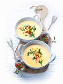 Cream of sweetcorn soup with herbs