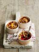 Rhubarb and ginger crumble pots