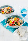 Spinach Stamppot with feta cheese and almonds