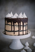 Chocolate and caramel meringue cake