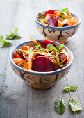 Carrot and beetroot salad with mint (Morocco)