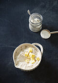 Ingredients for apple and rhubarb cobbler