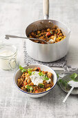 Beef and chickpea stew with lentils