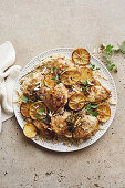 Garlic, lemon and herb chicken with lemony rice