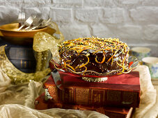 Festive chocolate cake with orange zest