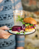 Pulled pork sliders with a red cabbage salad