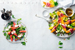 Wassermelonensalat & Melone-Schinken-Salat mit Honigsauce