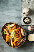 Roast potato and cabbage salad with creamy miso dressing