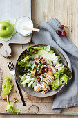 Chicken and waldorf salad dinner bowl