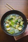 Glass noodle soup with silk tofu (Thailand)