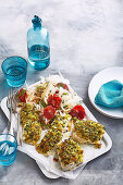 Blood Orange and Fennel Salad with herb crumbed fish