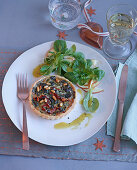 Chestnut and chard tart with lambs lettuce for Christmas