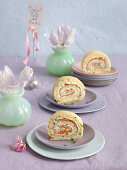 Savoury Swiss roll with herb cream and salmon