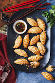 Spicy chicken puffs with ponzu dipping sauce (Asia)