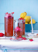 Quince jelly with rose petals