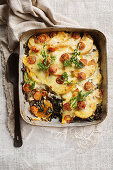 Pumpkin, silverbeet and mushroom bake with Ricotta