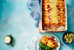 Cannelloni with avocado salad