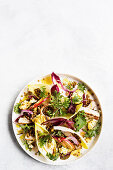 Pork and pear salad with fennel baked ricotta