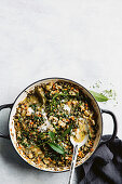 Creamy french lentils with silverbeet and parsnip