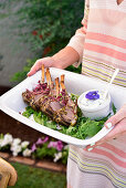 Lamb chops with a herb crust and tzatziki