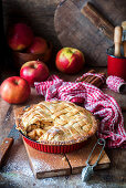 Apple pie with a pastry lattice