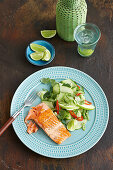 Grilled ocean trout with apple, lime and cucumber salad