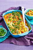 Cauliflower and pumpkin pasta bake