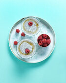 Chia pudding with raspberries and agave syrup