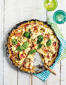 Banting bacon and mushroom pizza