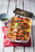 Ham and cheese bread and butter pudding