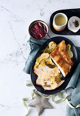 Prosecco-poached turkey with thyme gravy