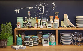Storage jars with handwritten labels made from chalkboard fabric