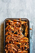 Maple bread and butter pudding with walnuts