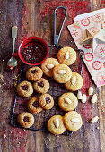 Sugar-free biscuits with nuts and jam