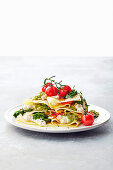 Free-form kale, ricotta and pesto lasagne