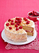 Coconut and raspberry buttercream cake