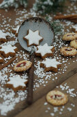 Cinnamon stars and German Christmas biscuits with sugar nibs
