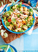 Cauliflower, borccoli and chicken salad