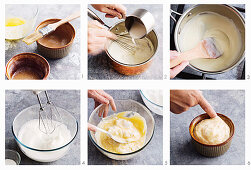 Preparing classic lemon soufflé