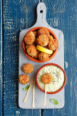 Pork meatballs with an avocado dip