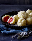 Fruity potato dumplings with a strawberry filling