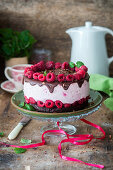 Chocolate raspberry souffle cake