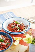 Lamb koftas with chickpeas and spicy tomato sauce